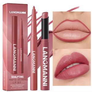 Langmanni Sculpting Matte Velvet Lip Set Longwear Lip Liner & Lipstick Mauve 06
